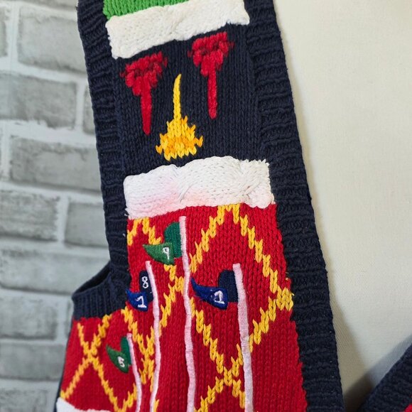 Vintage Marisa Christina Hand Knit Golf Sweater Vest Holiday Novelty Christmas M - Picture 8 of 10